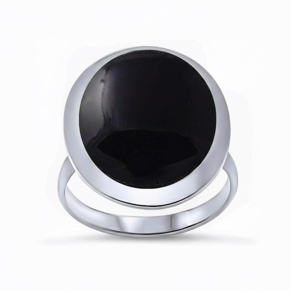 Womens‎ Sterling Silver .925 Round Cocktail Black Onyx Ring Size 7